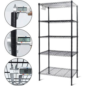 5 Tier kim loại lưu trữ Chrome giá kệ nhà bếp đựng thức ăn tiện ích Kệ hiển thị có thể điều chỉnh dây Chrome kệ - Product Image 5