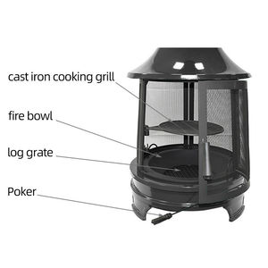 Ur-Health Stufa Rotonda da Esterno con Camino per Barbecue <span class=keywords><strong>e</strong></span> Riscaldamento, per Carbone <span class=keywords><strong>e</strong></span> Legna - Product Image 5