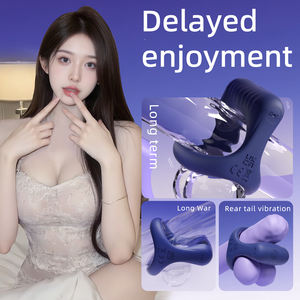 Mainan seks untuk pria cincin getar dengan penunda ejakulasi cincin pengunci segitiga pengekangan skrotum pasangan stimulasi intim - Product Image 2