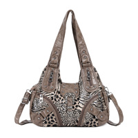 Angel Kiss Preppy Geometrische Vintage Western Zweibandige Nieten-Verzierte Damenhandtasche - Multifunktionale PU-Leder Tote Umhängetasche