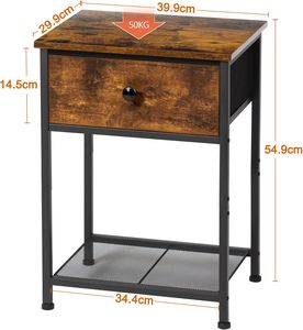 Ensemble <span class=keywords><strong>de</strong></span> 2 tables <span class=keywords><strong>de</strong></span> chevet, table <span class=keywords><strong>de</strong></span> <span class=keywords><strong>nuit</strong></span> avec tiroir en tissu, tables d'appoint pour salon avec étagère <span class=keywords><strong>de</strong></span> rangement, table <span class=keywords><strong>de</strong></span> <span class=keywords><strong>nuit</strong></span> fine pour chambre à coucher - Product Image 3