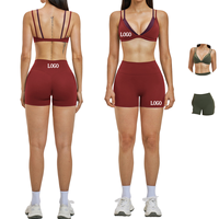 Ensemble de sport 6 pièces YK personnalisé avec logo frontal pour femme : soutien-gorge de sport sans couture et pantalon de yoga taille haute à ceinture réversible