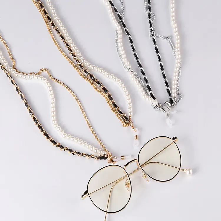 2024 Retro Eyeglass Titular Acrílico Frame Cadeia Eyewear Acessórios Pérolas Óculos de sol Strap Cord Glasses Chain