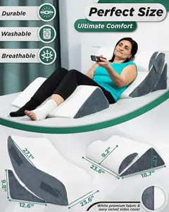 Set bantal Wedge tempat tidur busa memori dengan kepadatan tinggi yang dapat disesuaikan untuk operasi pasca nyeri kaki punggung dan refluks asam
