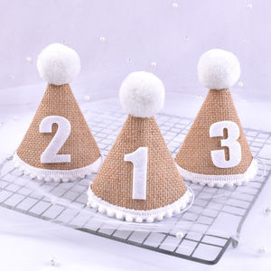 Cappello di Carta per Compleanno Fatto a Mano a Forma di Cono per Primi Compleanni Decorazioni per Feste di Bambini e Bambine di <span class=keywords><strong>1</strong></span> 2 3 Anni - Product Image 1