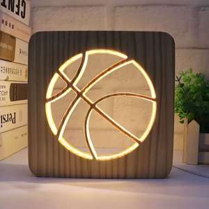 Décoration d'anniversaire en forme de boule de <span class=keywords><strong>basket</strong></span>-ball de 19cm sur le thème du sport pour événements Table en bois carrée creuse 3D pour <span class=keywords><strong>chambre</strong></span> à coucher garçons Noël - Product Image 1