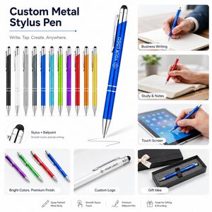 Bolígrafo con Pantalla Táctil Metálica y Logotipo Personalizado, Bolígrafo con Punta de Bola, Cuerpo de Aluminio Pintado con Colores en Aerosol, para Regalo Promocional Corporativo - Product Image 3