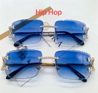 Nouvelles Lunettes de Soleil Hip Hop pour Hommes et Femmes, Design Tendance, Testées au Diamant, en Argent 925 Entièrement Serties de Moissanite
