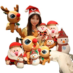 Peluche de Noël de 20 cm, série Noël, Père Noël et Bonhomme de neige avec écharpe, renne, jouet en peluche doux, cadeau de Noël pour enfant fille - Product Image 1