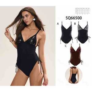 Costume da bagno intero HDJ a vita alta con controllo pancia, taglie forti, fascia a fascia con fiore 3D, rosso tinta unita A B C D - Product Image 1