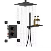 Ensemble de douche thermostatique carré encastré HONGDEC, jets corporels haute pression, système de douche pluie pour appartement et salle de bain à domicile