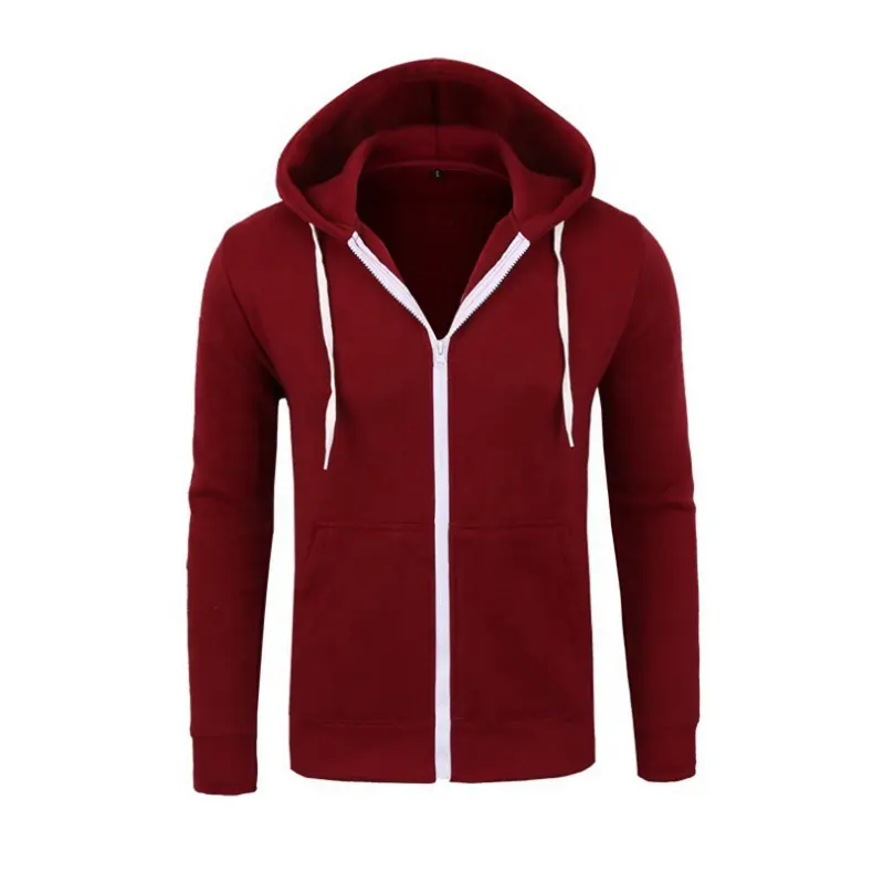 Cotton Mới Mens Dây Kéo Hoodies Áo Thể Thao Quần Áo Tops Thời Trang Giản Dị Trùm Đầu Make In China