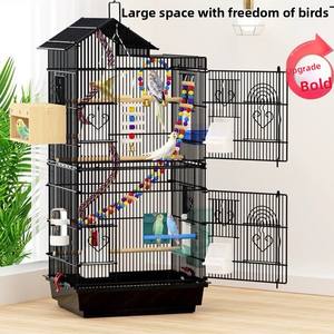 Grande villa de luxe <span class=keywords><strong>Cage</strong></span> à oiseaux en gros <span class=keywords><strong>Cage</strong></span> à oiseaux française à trois étages pour animaux domestiques <span class=keywords><strong>Cage</strong></span> à perroquet solide pour oiseaux transfrontaliers - Product Image 1