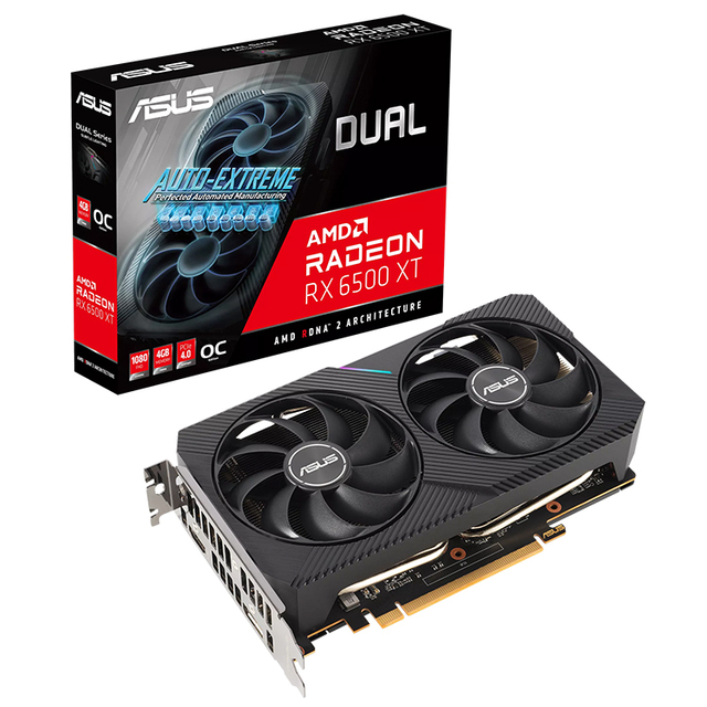 ASUS AMD Dual Radeon RX 6500 XT OC Edition 4G Graphics Card with 64 Bit PCI Express 4.0 4GB GDDR6 Memory Video Card