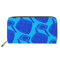 Dompet Cetak Sesuai Pesanan dengan Tempat Kartu, Desain Tropis Hawaii, Dompet Wanita Panjang dengan Ritsleting, Dompet Kulit PU