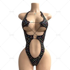 Элитные экзотические женские Стразы высшего качества цельный костюм для танцев на пилоне сексуальная танцевальная одежда для стриптиза - Product Image 4