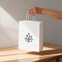 Kraft Kağıt Geri Dönüştürülebilir Biyobozunur Paket Servis Poşetleri, Özel Logo ve Pamuklu Halat Saplı, Yiyecek Teslimatı ve Hediye Paketleme İçin