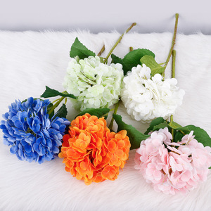 Artificial Hydrangea Single Stem Blue Silk Flower For Home Wedding Decorations - Product Image 3