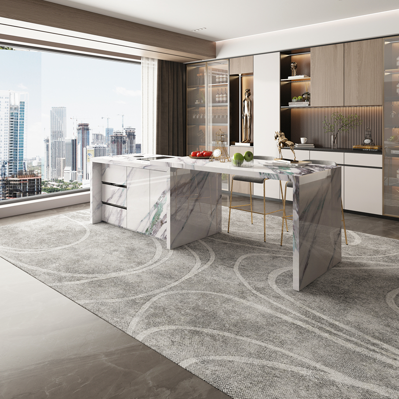 Роскошные современные спеченные каменные плиты, столешницы, кухонный остров, плавающий Телескопический кухонный Остров