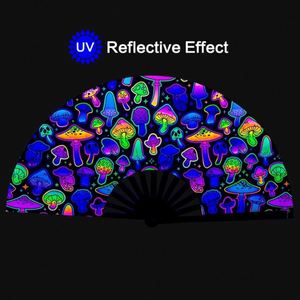 Éventails pliants personnalisés pour festivals, réactifs aux UV, en bambou, pour soirées, avec impression néon - Product Image 4