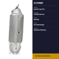 Downpipe à ajustement direct avec bouclier thermique pour Honda Civic Type R FL5 2.0T 2023 à 2026, avec enveloppe tressée et boîtier à bride à quatre boulons