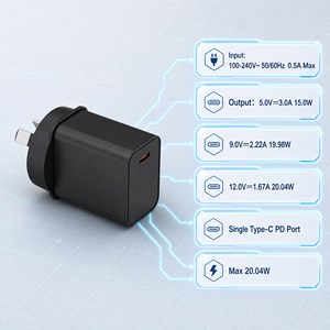 Chargeur mural 20W PD3.0 QC3.0 USB Type C PD Chargeur rapide Adaptateur pour téléphone portable Ordinateur portable OTP/OVP/OCP Certifié CE ETL FCC - Product Image 3