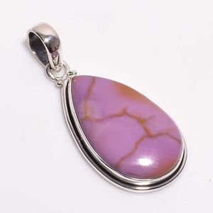 Colgante Solitario de Fosfosiderita Natural Gemkora en Forma de Gota con Engaste de Plata de Ley 925, Unisex, Curativo - Product Image 2