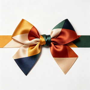 Factory Wholesale Retro Multi Tone Geometric Satin Ribbon Bow Custom Size for Gift Wrapping Artist Gift <b>Box</b> Holiday Ornament - Product Image 6