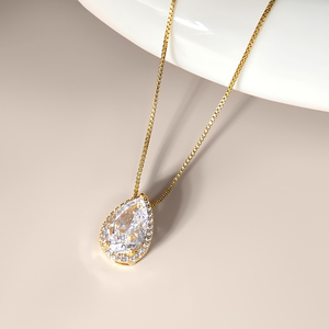 Collar con Colgante de Lágrima de Moda, Chapado en Oro de 18K con Circonita Cúbica, Joyería Nupcial, Regalo - Product Image 3