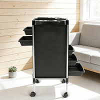 Chariot de Salon pour Coiffeur Fabricant d'Équipement d'Origine, Chariot de Rangement Noir en PP pour Barbier en Gros