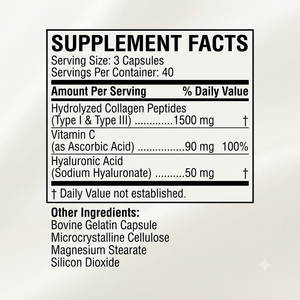 Cápsulas de Colágeno Complejo con Vitamina C y Ácido Hialurónico OEM ODM, 120 Unidades - Product Image 3
