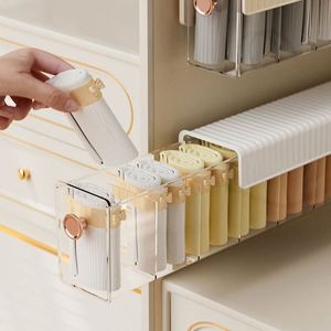 Modern Non-Marking Wall-Mounted Plastic Storage Box Transparent Grid for <b>Underwear</b> Sock <b>Drawer</b> Bra Organisation Rectangle Shape - Product Image 1