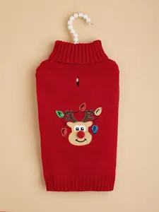 Autumn Winter Exclusive Pet Apparel Charming High-Neck Christmas Deer Sweater For Cats Dogs Cozy Stylish