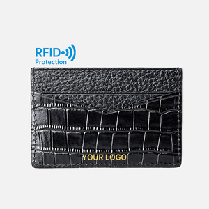 Kişiselleştirilmiş lüks hakiki kabartmalı timsah desen deri kadın erkek özel logo ince Minimalist kredi kartlıklı cüzdan - Product Image 1