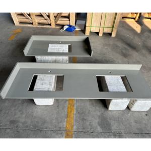 Prefabricated Grey Quartz Countertop With Sink Cutout Artificial Stone <b>Table</b> Top For Kitchen Wholesalers - Product Image 4