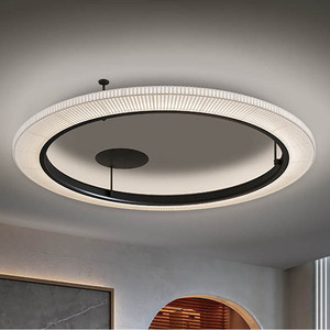Modern Minimalist Circular Ceiling <b>Light</b> With Pleated Design For Living Room Or <b>Dining</b> Area - Product Image 1