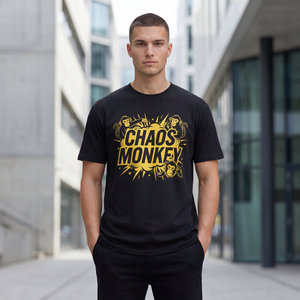 Camiseta de Hombre Estilo Hip <span class=keywords><strong>Hop</strong></span> Urbano con Estampado Gráfico de Animales Cómicos, Diseño Retro de Mono, Antiarrugas, Talla Grande, Color Negro, OEM ODM - Product Image 1