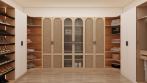Venta al por mayor de muebles de dormitorio de pared de madera modernos en forma de L personalizados de diseño moderno armarios - Product Image 2