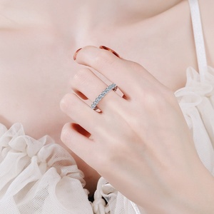 Anello <span class=keywords><strong>925</strong></span> in <span class=keywords><strong>argento</strong></span> Sterling spingere una linea a tutto tondo anello Moissanite - Product Image 5