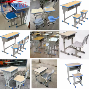 Chaise à cadre métallique moderne et durable, ensemble de mobilier coloré pour salle de classe - Bureaux et chaises d'étude réglables en hauteur pour étudiants, pour l'école - Product Image 3