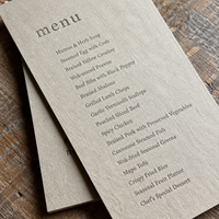 Cartes de menu de mariage personnalisées en papier d'art typographié, gaufrées, menu de table de luxe pour banquet, fête, restaurant