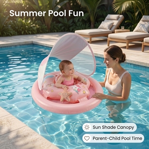 Flotador Inflable para Bebé con Toldo, Asiento <span class=keywords><strong>de</strong></span> Anillo <span class=keywords><strong>de</strong></span> Natación para Bebés, Doble Cámara <span class=keywords><strong>de</strong></span> Aire - Product Image 6