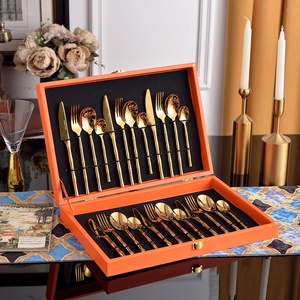 Juego de Cubiertos de Acero Inoxidable Plateado de Lujo, 24 Piezas, Estilo Minimalista, Ecológico, en Caja de Regalo para Negocios - Product Image 4