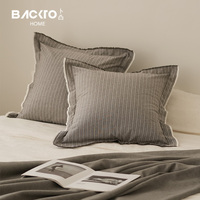Taie d'oreiller de lit Jacquard en coton lin naturel moderne de luxe gris rayure housse de coussin européenne fournitures d'hôtel literie chambre