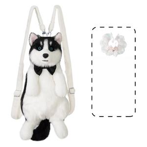 Ransel anjing simulasi boneka, mainan anak perempuan, ransel Husky mewah, realistis buatan tangan - Product Image 2