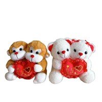 Muñeco de Peluche de 20 cm, Juguete de Peluche con Forma de Corazón, Regalo de San Valentín, Regalo de Boda, Mono Marrón, Oso Blanco