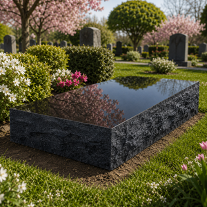 Oferta Especial: Lápida Inclinada de Granito Negro Jet Estilo Americano Union St, Pulida, con 2 Años de Garantía para Memoriales y Lápidas - Product Image 6