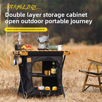 Table de camping portable, armoire de rangement de camping, table de camping pliante avec organisateur de stockage pour pique-nique en plein air