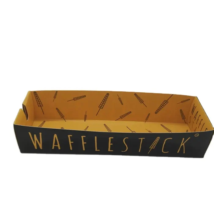 foldable paper waffle stick box with custom print logo