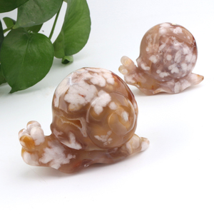 Wholesale High Quality <b>Crystal</b> <b>Animals</b> Figurines Carved Flower Agate <b>Crystal</b> Snail Carving for Decoration - Product Image 2